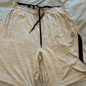 Reebok Men’s Heathered Light Gray Athletic Shorts with Black Trim